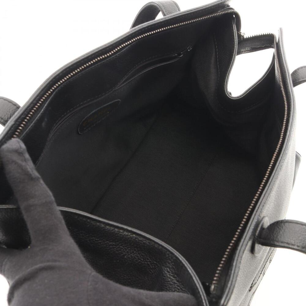 CHANEL Black Leather Logo Tote Bag - Picture 3 of 11